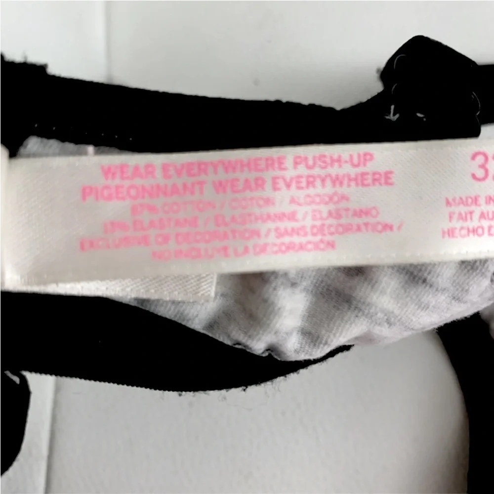 Victoria’s Secret PINK Grey Black Space Dye Wear Everywhere Pushup Bra 32D
